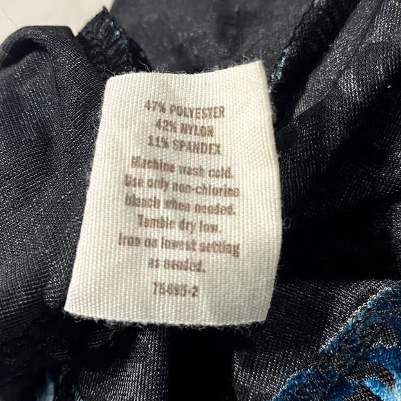 Decree Whimsygoth Gothic Blue Velvet Semi Sheer Fitted Blouse - Picture 11 of 11